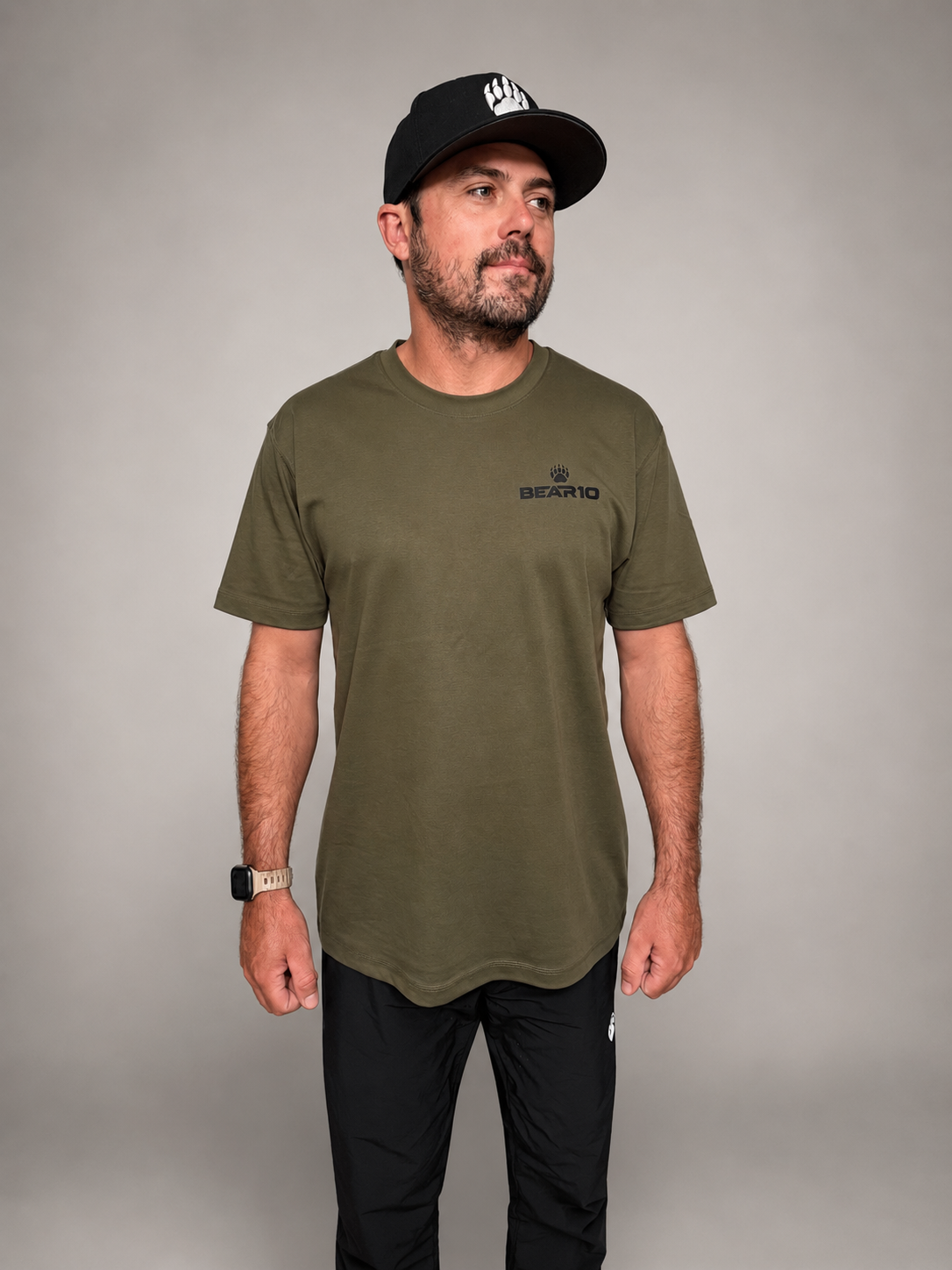 BEAR10 Men’s Casual Tee – Army Green